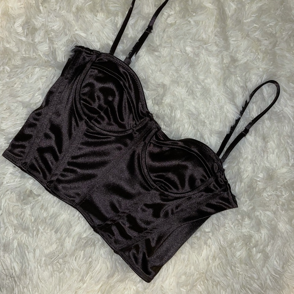 Dark chocolate brown corset top with straps